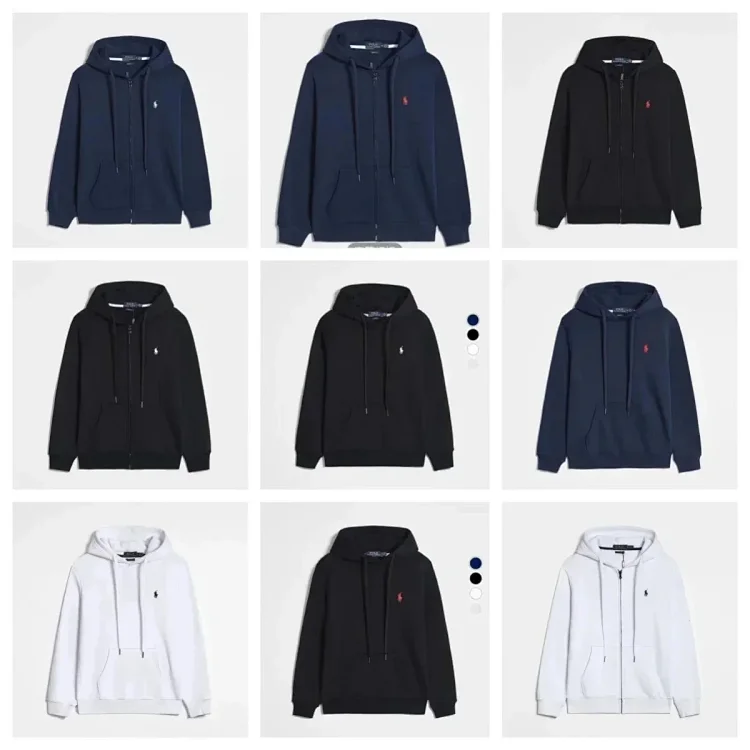 Polo zip up hoodie ( 12 colors )