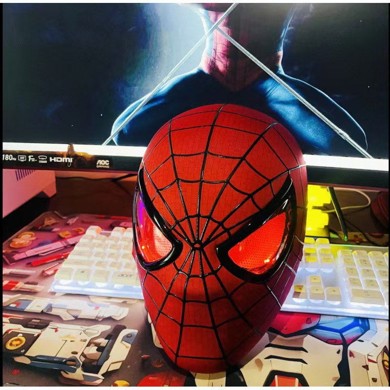 Spider Man headgear eyes movable manual electric blinking mask - 3