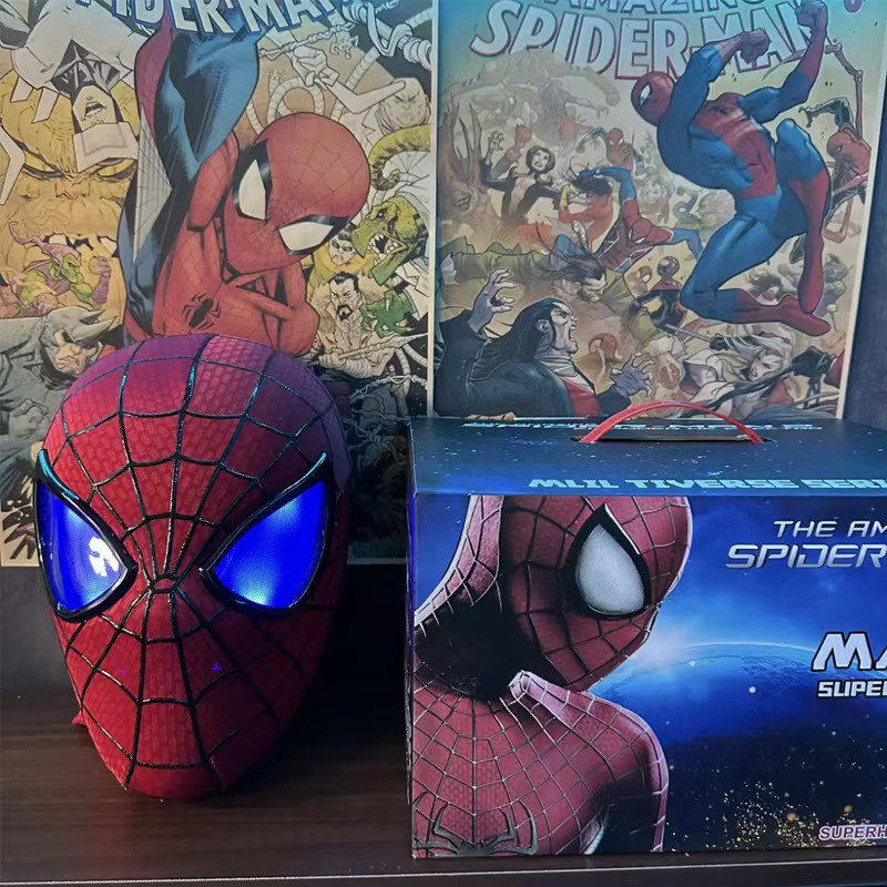 Spider Man headgear eyes movable manual electric blinking mask - 4