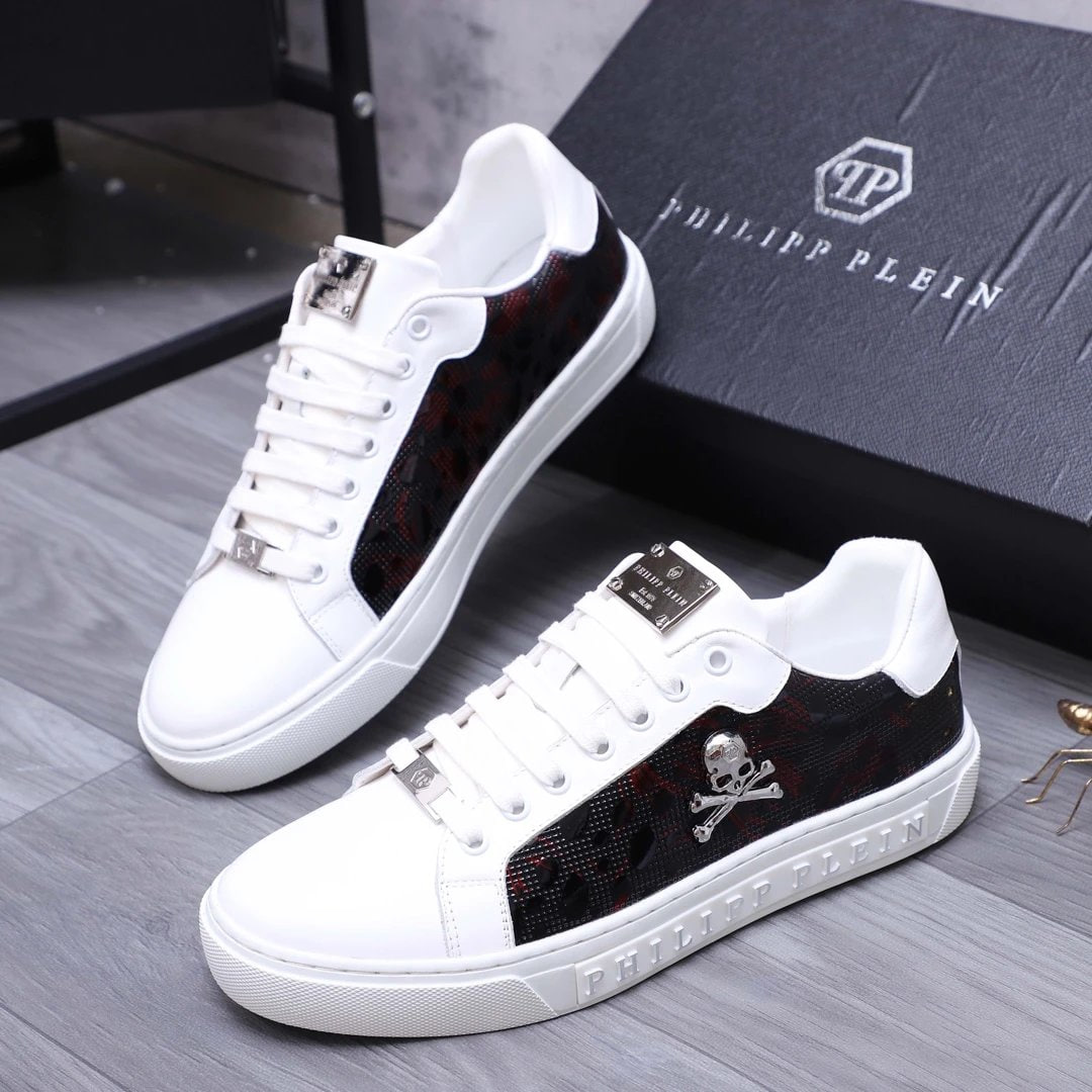 Philipp Plein Skull Low-Top Genuine Leather Casual Sneakers  - 3