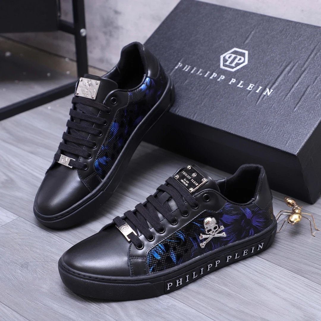 Philipp Plein Skull Low-Top Genuine Leather Casual Sneakers  - 2