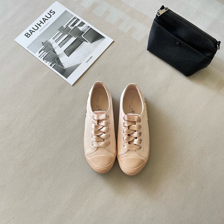 Dior new comfortable silk satin lace-up sneakers - 4