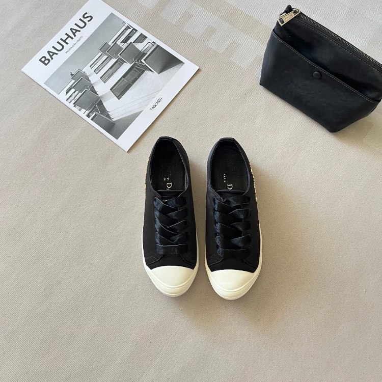 Dior new comfortable silk satin lace-up sneakers - 5