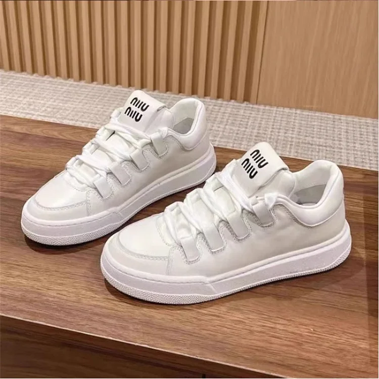 Miu Miu new style platform lace-up white sneakers