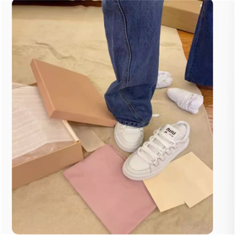 Miu Miu new style platform lace-up white sneakers - 5